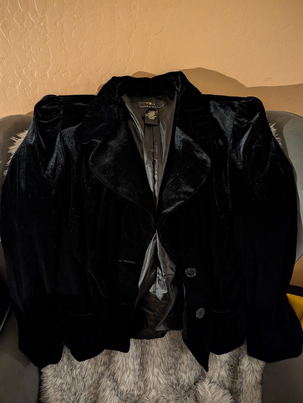 Sandra Darren Black Velvet Blazer Jacket